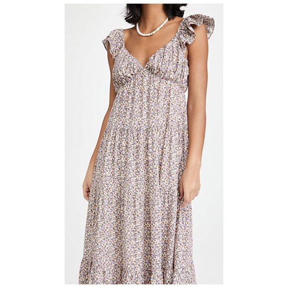 English Factory | Floral Ruffle Sleeve Maxi Dress | Color Ivory Multi | Size M - Picture 4 of 9